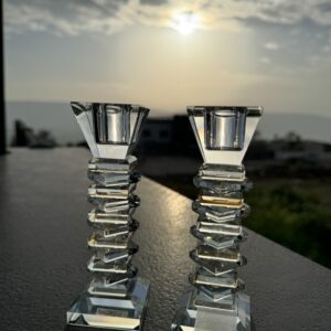 פמוטי קריסטל שקוף זהב
